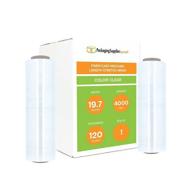 Alt view image 2 of 7 - PSBM Machine Stretch Wrap, 1 Roll 19.7 Inch x 4000 Feet 120 Gauge Heavy Duty Clear Plastic Wrap Industrial Strength Shrink Film for Moving, Packing & Shipping