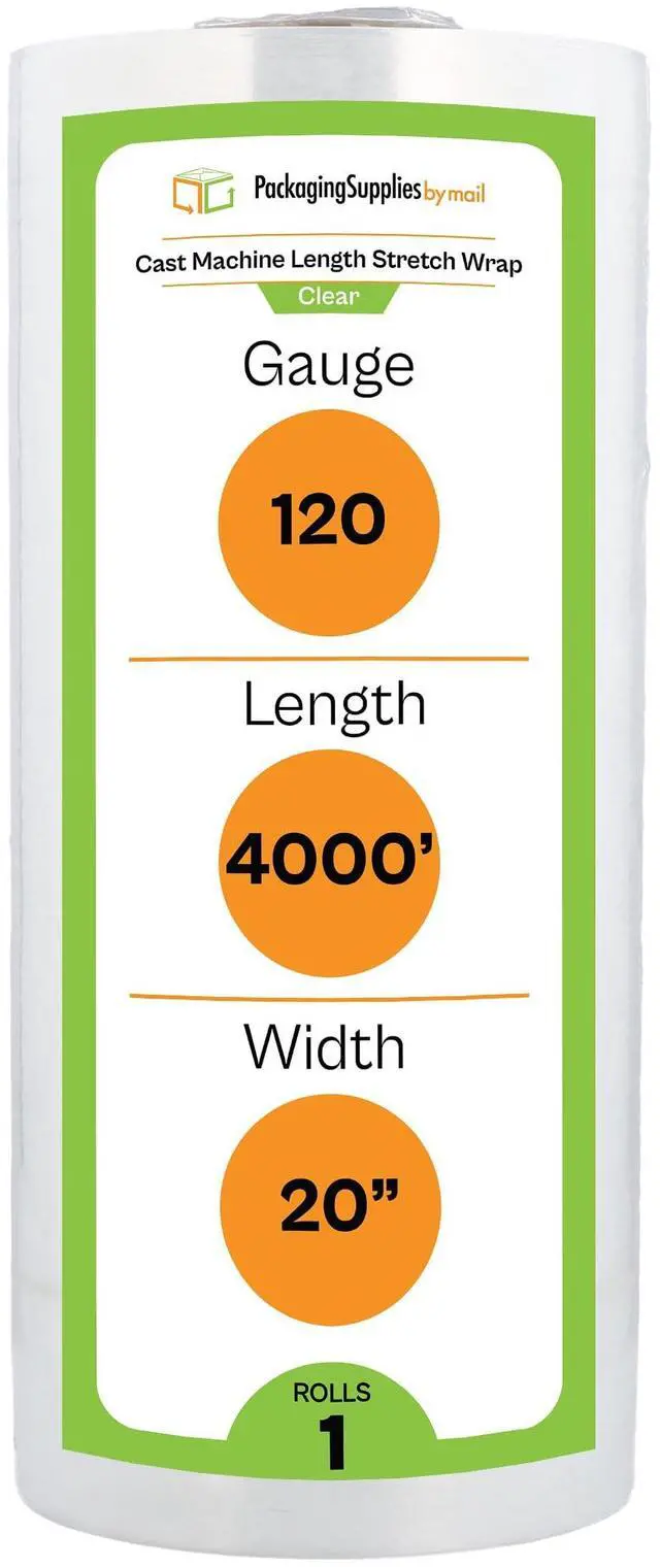 Main image of PSBM Machine Stretch Wrap, 1 Roll 19.7 Inch x 4000 Feet 120 Gauge Heavy Duty Clear Plastic Wrap Industrial Strength Shrink Film for Moving, Packing & Shipping