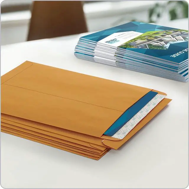 Alt view image 6 of 7 - 9" x 12" Self-Seal Catalog Envelopes, for Mailing, Organizing and Storage, Brown Kraft, Heavy 28-lb Paper, (QUA44562) 100 Count (Pack of 5)