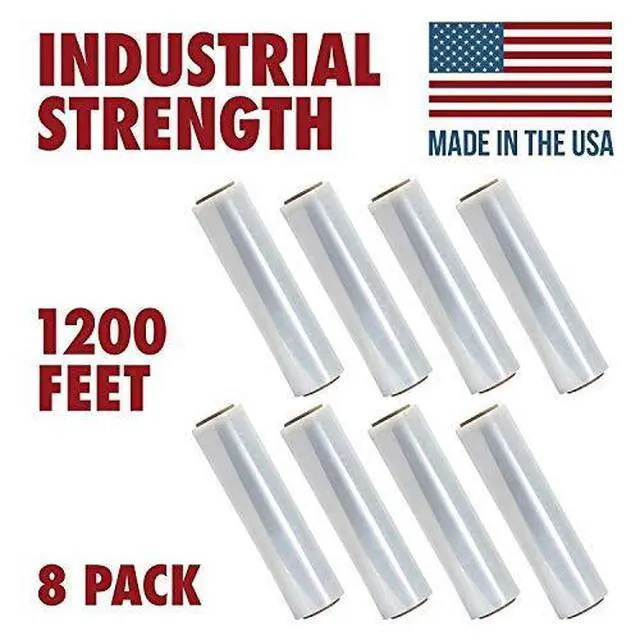 Alt view image 2 of 7 - 18 Inch X 1200 feet Tough Pallet Shrink Wrap, 80 Gauge Industrial Strength, Commercial Grade Strength Film, Moving & Packing Wrap, For Furniture, Boxes, Pallets (8-Pack)