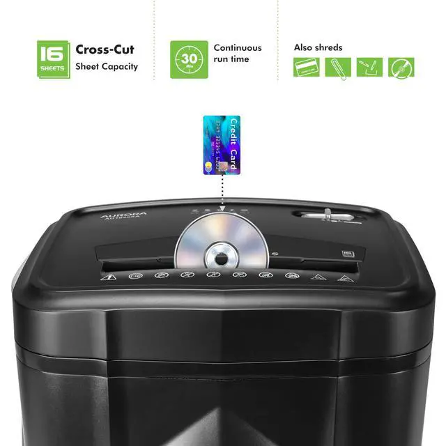 Alt view image 2 of 7 - AU1645XA 16-Sheet Cross-Cut Paper and CD/Credit Card Shredder/5-Gallon Pullout Basket/ 30 Minutes Run Time