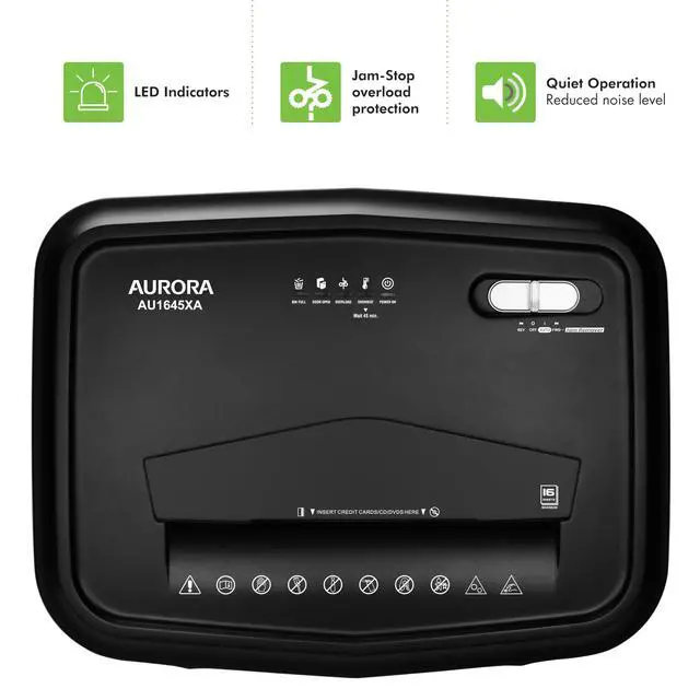 Alt view image 5 of 7 - AU1645XA 16-Sheet Cross-Cut Paper and CD/Credit Card Shredder/5-Gallon Pullout Basket/ 30 Minutes Run Time
