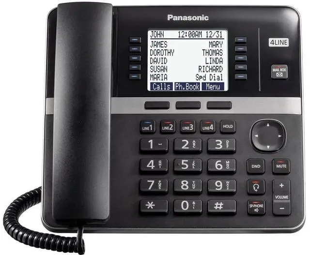 Main image of Office Phone System, Corded Base Station with 4 Lines, Corded Phone, Expandable to 10 Compatible Handsets Wirelessly - KX-TGW420B (Black)