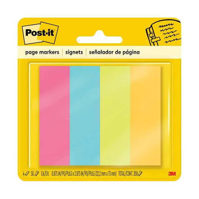 Alt view image 2 of 7 - Page Markers, Assorted Brights, Model 6714AU, 36-Pack | 50 Strips/Pad, 4.7" x 0.3", 4 colors