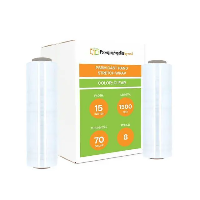 Alt view image 2 of 7 - PSBM Stretch Wrap, 8 Rolls 15 Inch x 1500 Feet 70 Gauge Heavy Duty Clear Plastic Wrap Industrial Strength Shrink Film for Moving, Packing & Shipping
