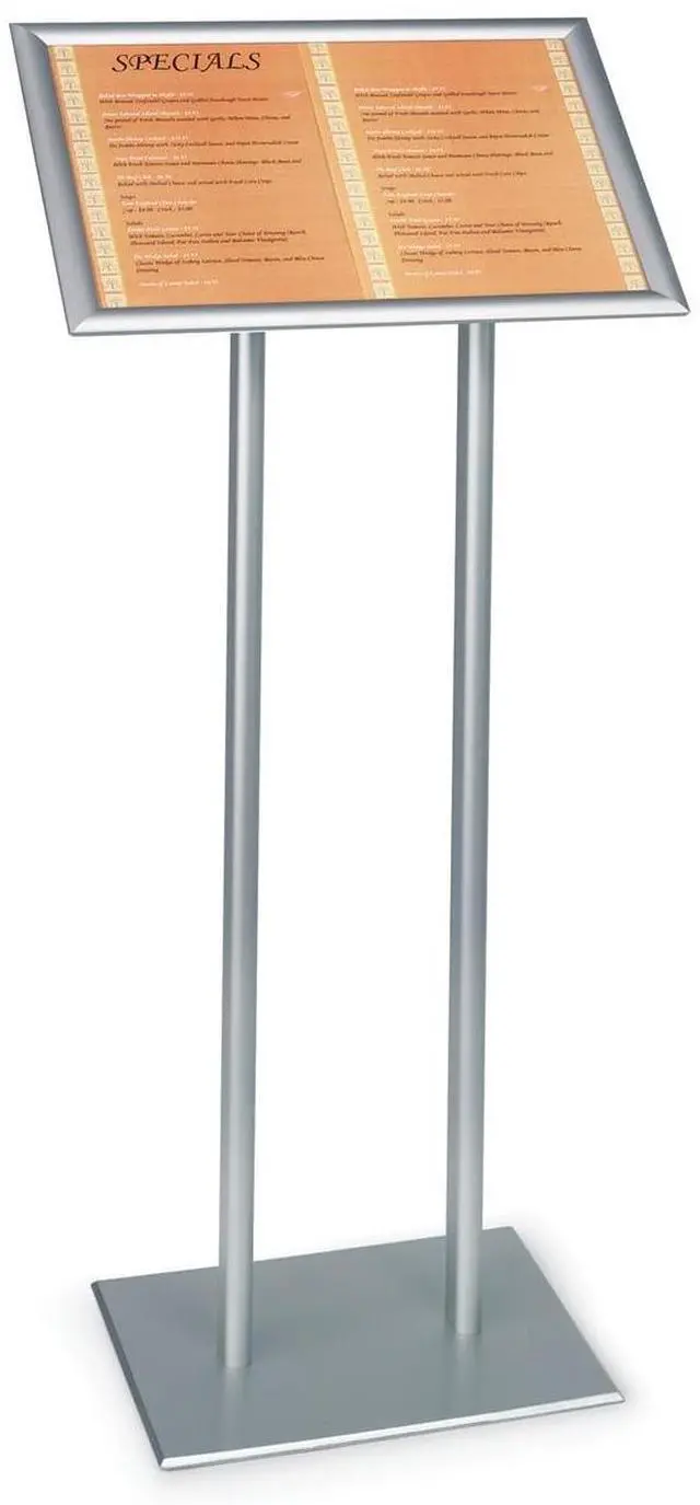 Main image of 14 x 22 Sign Stand - Snap Open Frame Black Menu Stand for Floor, Aluminum, Sign Stand for Restaurants, Bars, Events (UCMB521BLK)