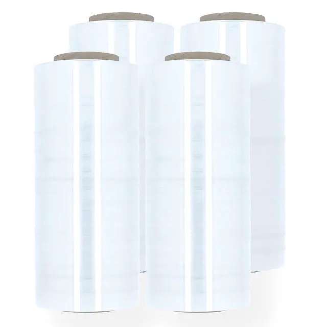 Alt view image 2 of 7 - Stretch Wrap, 4 Rolls, 18 Inch x 2000 Feet, 60 Gauge, Clear Plastic Cling, Blown Hand Stretch Film Rolls for Packaging Moving Pallets