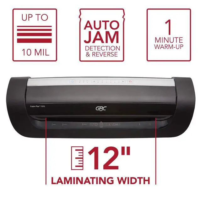 Alt view image 4 of 7 - Thermal Laminator Machine, Fusion 7000L, 12 Inch, 1 Min Warm-Up, 3-10 Mil, with 50 EZUse Laminating Pouches (1703098F)
