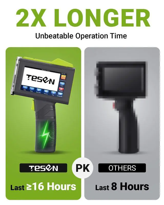 Alt view image 2 of 7 - New Upgrade Handheld Inkjet Printer with 1/2 Inch (12.7mm) Printhead for Date Time Logo Batch Number QR Code Quick Drying Printing on Plastic Wood Carboard Metal Glass and More (Green)