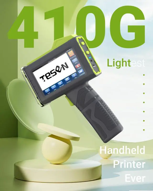 Alt view image 7 of 7 - New Upgrade Handheld Inkjet Printer with 1/2 Inch (12.7mm) Printhead for Date Time Logo Batch Number QR Code Quick Drying Printing on Plastic Wood Carboard Metal Glass and More (Green)