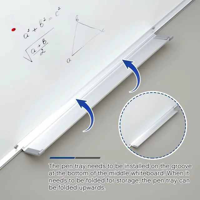 Alt view image 4 of 6 - 60 x 40 Foldable Whiteboard Dry Erase Board Large Tri Folding Whiteboard Magnetic Dry Erase Board, Wall Aluminium Frame and Flip Out Pen Tray for Office, Home