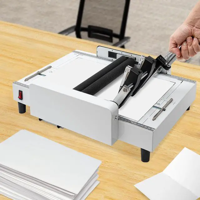 Alt view image 2 of 7 - A3 Paper Folding Machine, MAX 11.7"×16.5" Paper Folder Stapler Machine, 2 in 1 Booklet Maker Automatic A3 Paper Folding Binding Machine for Schools Print Stores, Offices