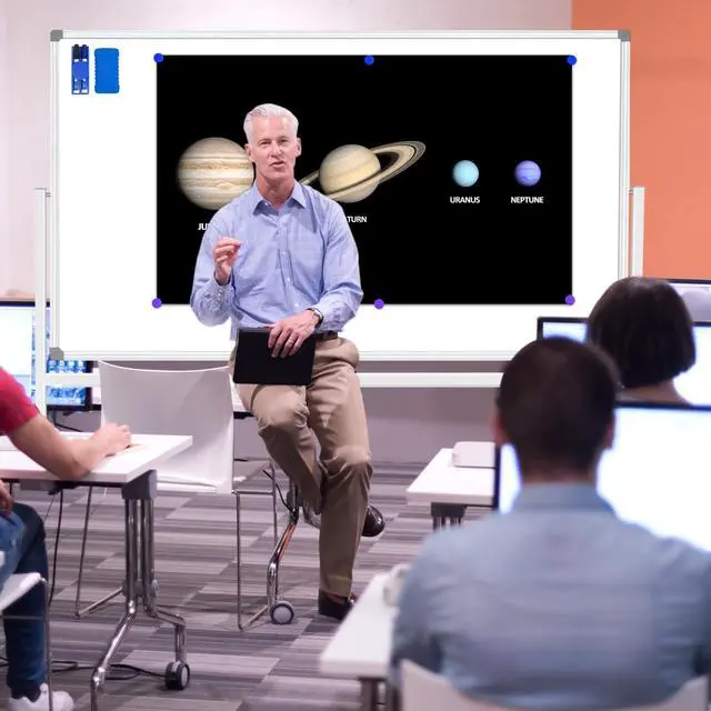 Alt view image 6 of 7 - Large Rolling Whiteboard on Wheels 72 X 40, Double-Sided Mobile Dry Erase Board with Stand Magnetic White Board on Wheels, Portable Standing Whiteboard with 3 Eraser, 6 Markers, 10 Magnets