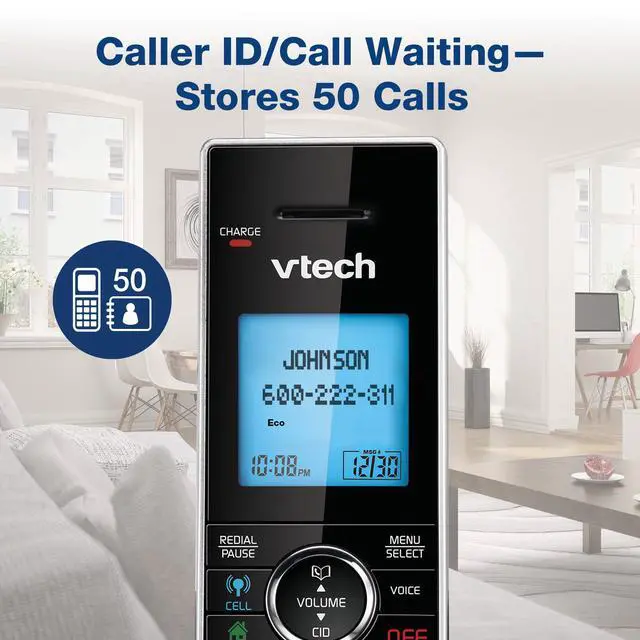 Alt view image 4 of 7 - Cordless Phone with Answering Machine with DECT 6.0 Headset, Bluetooth, Connect to Cell, Caller ID/Call Waiting, Handset Intercom,1,000 Name & Number Phonebook -DS6771-2 Silver/Black