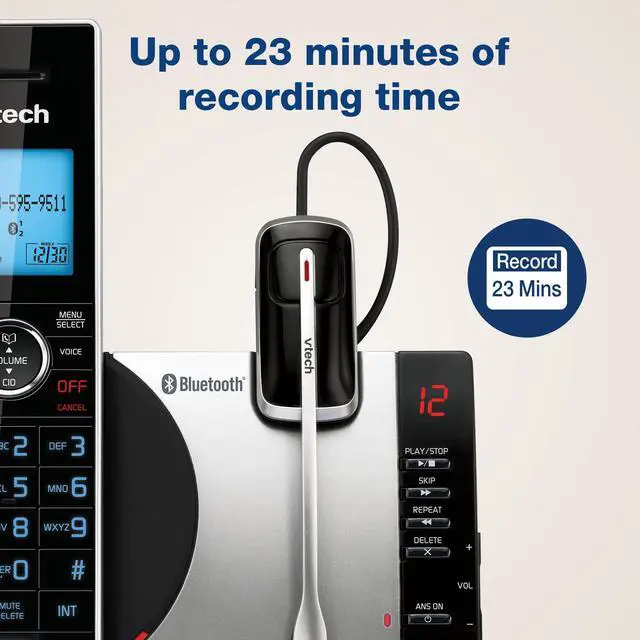Alt view image 6 of 7 - Cordless Phone with Answering Machine with DECT 6.0 Headset, Bluetooth, Connect to Cell, Caller ID/Call Waiting, Handset Intercom,1,000 Name & Number Phonebook -DS6771-2 Silver/Black