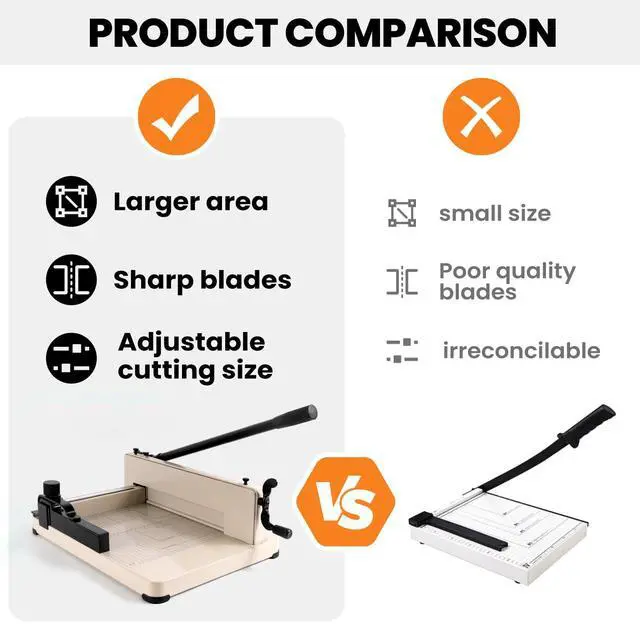 Alt view image 4 of 7 - Heavy Duty Paper Cutter, Guillotine Paper Cutter, A4 12" Stack Paper Trimmer, 400 Sheets Paper Cutters for Office Home School