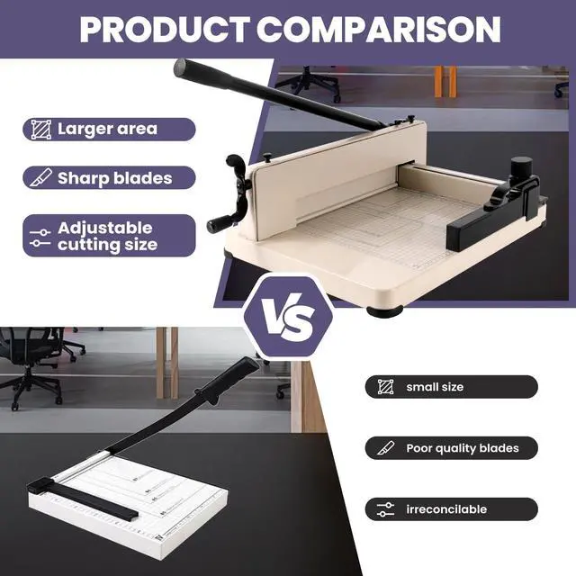 Alt view image 7 of 7 - Heavy Duty Paper Cutter, Guillotine Paper Cutter, A4 12" Stack Paper Trimmer, 400 Sheets Paper Cutters for Office Home School