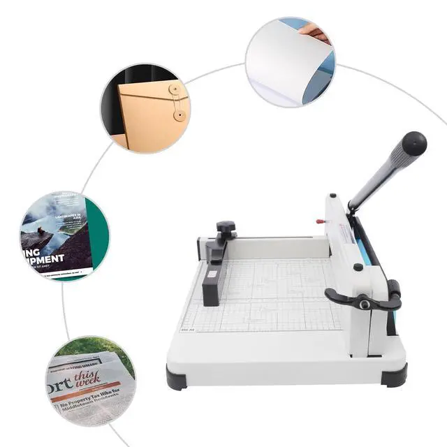 Alt view image 4 of 6 - Paper Cutter Heavy Duty - 400-Sheet A4 Guillotine 1.57in Cutting Thickness Paper Cutter Guillotine Style, Hss Sharp Blade, Safety Lock+Shield, Paper Trimmer for Office/Print Shop(12"-A4)