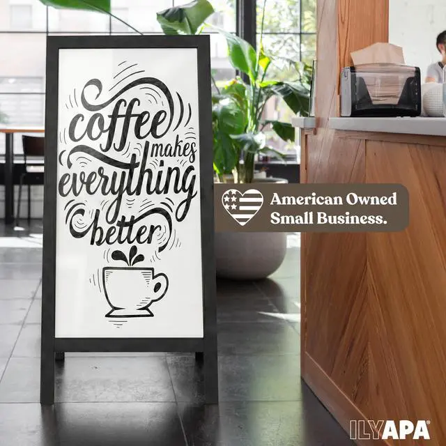 Alt view image 5 of 7 - A Frame Whiteboard Easel Sign 27x58 in - Sandwich Signs Outdoor | Solid Wood A Frame Whiteboard Sign, Magnetic Double-Sided Dry Erase, Black