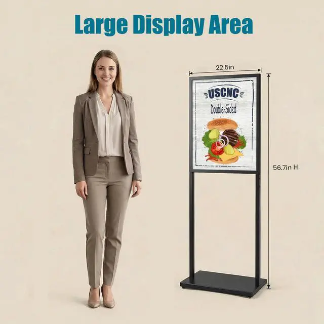 Alt view image 3 of 7 - Black 22×28inch Sign holder floor stand, heavy Duty Pedestal poster banner stand for display,22×28inch slide-in double sided poster sign holder floor standing for board Display (1 Pack)