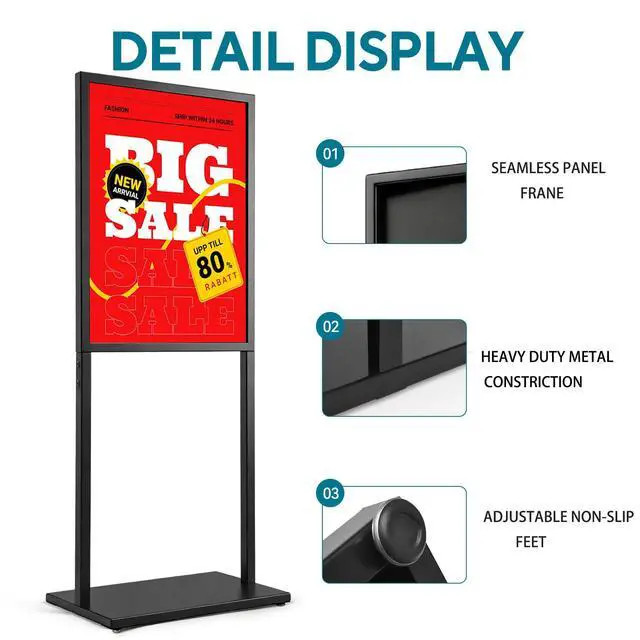Alt view image 5 of 7 - Black 22×28inch Sign holder floor stand, heavy Duty Pedestal poster banner stand for display,22×28inch slide-in double sided poster sign holder floor standing for board Display (1 Pack)