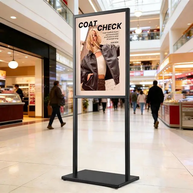 Alt view image 7 of 7 - Black 22×28inch Sign holder floor stand, heavy Duty Pedestal poster banner stand for display,22×28inch slide-in double sided poster sign holder floor standing for board Display (Black 3 Pack)