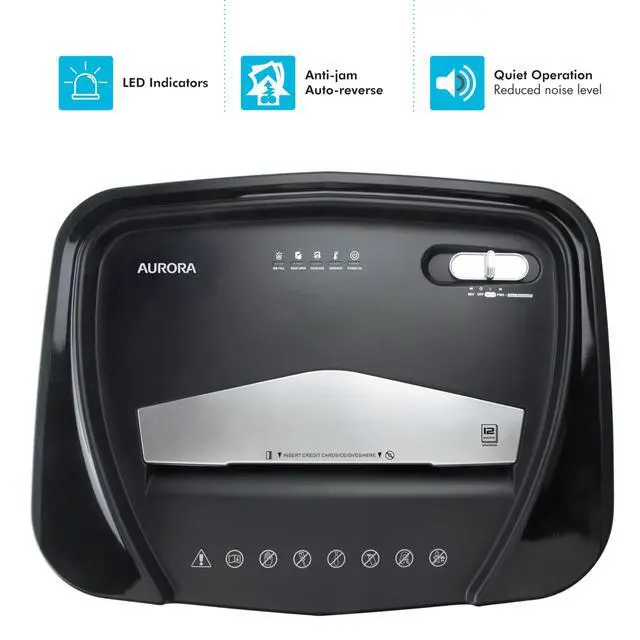 Alt view image 5 of 7 - High-Security 12-Sheet Micro-Cut Paper/CD and Credit Card Shredder with 5 Gallon Pullout Basket / 60 Mins Running Time/Security Level P-4