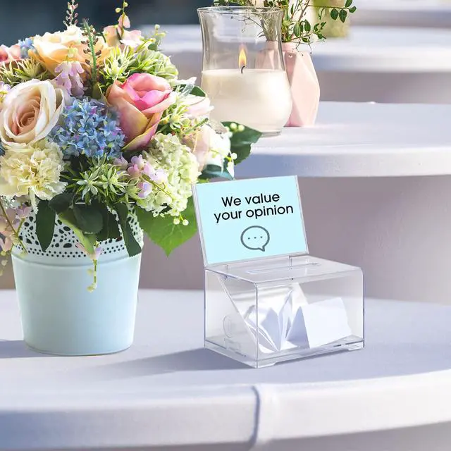 Alt view image 7 of 7 - 15 Pcs Acrylic Donation Box with Lock and Sign Holder Clear Ballot Donation Boxes with Slot for Fundraising Suggestion Box Storage Container for Voting, Raffle Bowl, Tip Jar