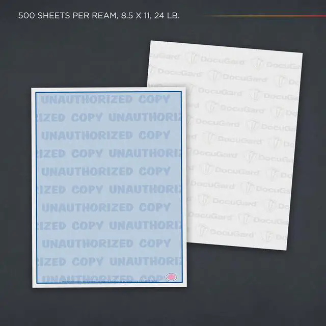 Alt view image 2 of 7 - Advanced Blue Multi-Purpose Security Paper, 7 Features, 8.5 x 11 Inches, 24 lb, 2500 Sheets (04546C)