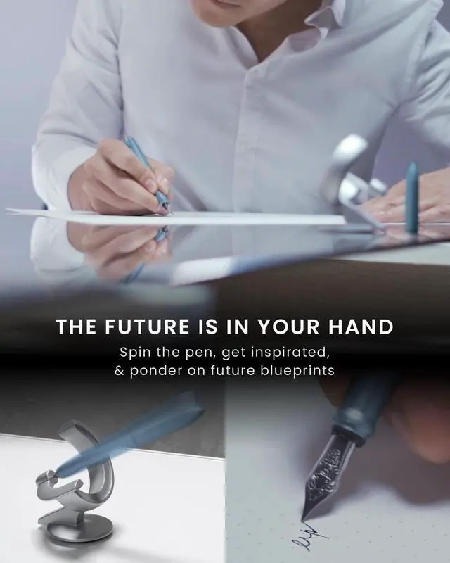 Alt view image 4 of 6 - Hoverpen Future - Luxury Fountain Pen & Rollerball Pen All-In Gift Box, Schmidt Nib (Fine), Converter, Extra Refill, Aerospace Metal, Best Pen Gift Set for Men & Women (Mist Blue)