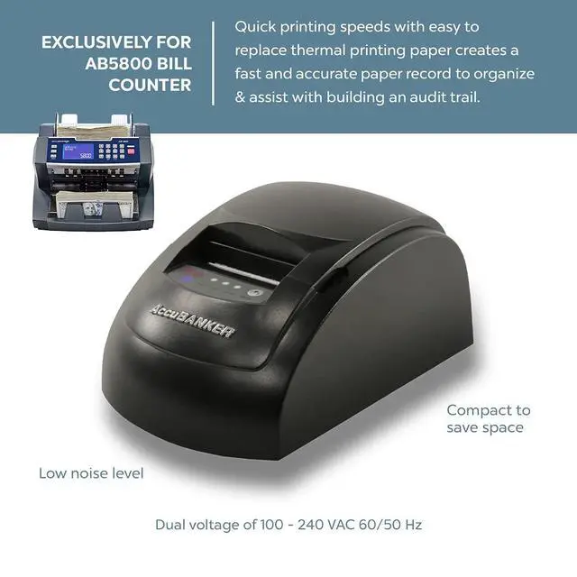 Alt view image 6 of 7 - AccuBANKER MP20-58 Thermal Printer for AB5800 Bill Counter - Prints Reports of Verified Bills, Quick and Easy to Use, Compact Design, Quick Printing Speed, Low Noise Level (AB5800 Compatibility)
