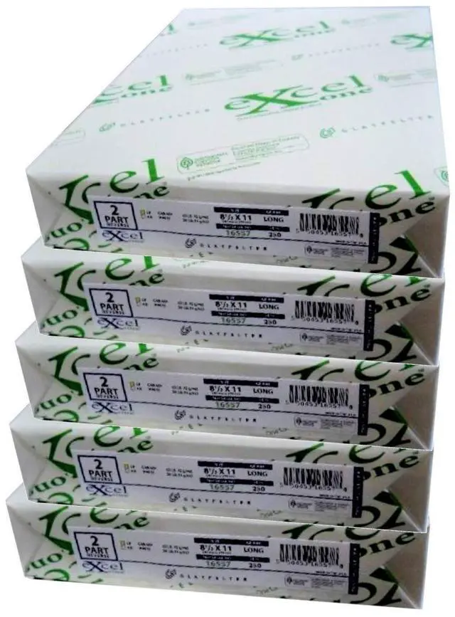 Main image of Excel Carbonless 2-Part Reverse Paper (Canary Yellow/Bright White), 8-1/2" x 11", 250 Sets (500 Sheets) Per Ream (16557) - Five (5) Reams (1250 Sets)