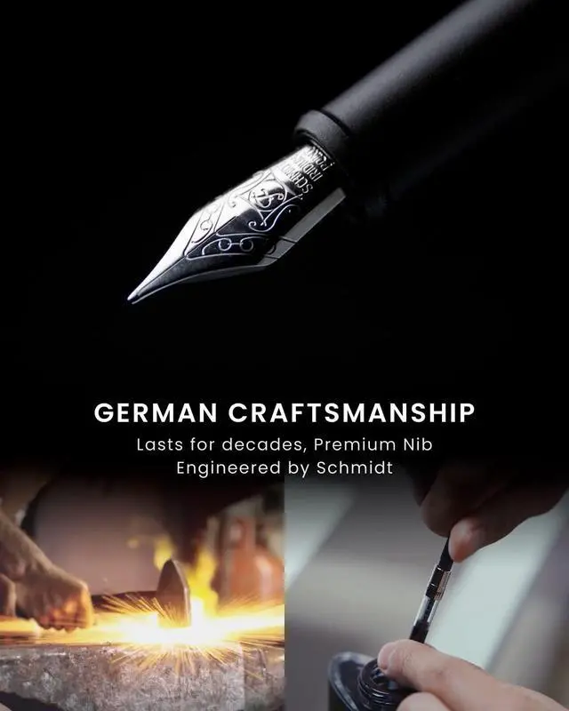 Alt view image 3 of 6 - Hoverpen Future - Luxury Fountain Pen & Rollerball Pen All-In Gift Box, Schmidt Nib (Fine), Converter, Extra Refill, Aerospace Metal, Best Pen Gift Set for Men & Women (Deep Black)