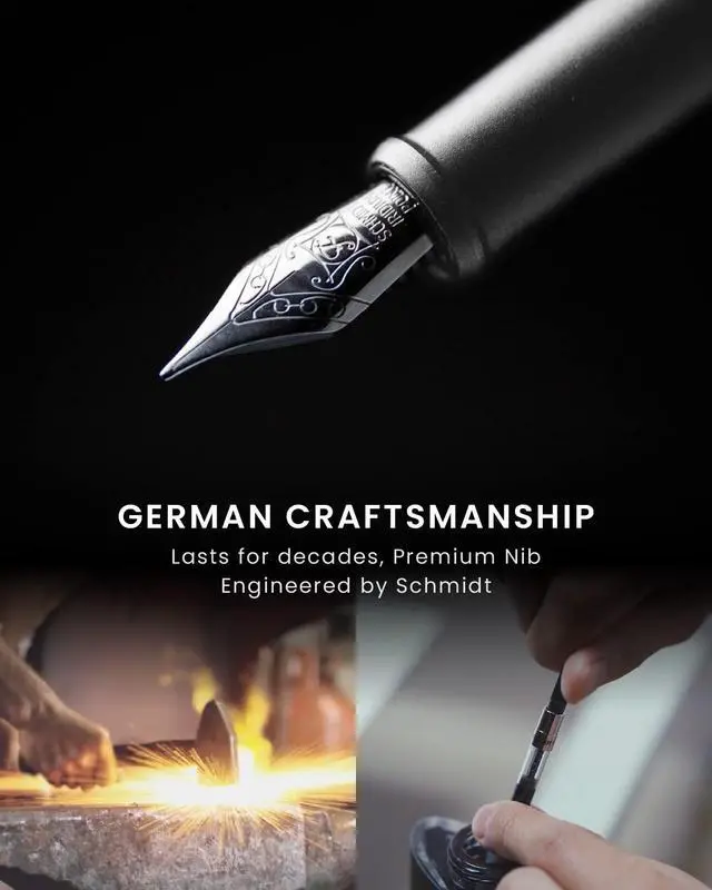 Alt view image 3 of 6 - Hoverpen Future - Luxury Fountain Pen & Rollerball Pen All-In Gift Box, Schmidt Nib (Fine), Converter, Extra Refill, Aerospace Metal, Best Pen Gift Set for Men & Women (Frost Silver)