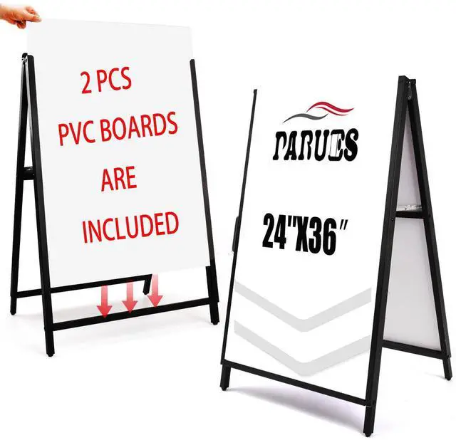 Main image of A Frame Sidewalk Sign 24x36 inches Sandwich Board Signs Outdoor Heavy Duty Double-Sided,including 4 Corrugated Boards & 4 Anti-Glare Covers for Business Indoor Outdoor (2 PACK)