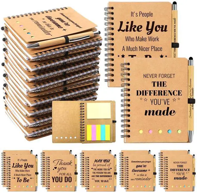 Main image of 320 Pcs/160 Sets Employee Appreciation Gifts Bulk - Inspirational Spiral Notebooks with Motivational Pens, Thank You Gifts,Valentines Gift for Staff, Coworkers,Teacher, Team, Nurse, Office & School