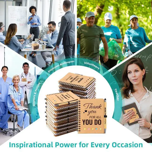 Alt view image 6 of 7 - 320 Pcs/160 Sets Employee Appreciation Gifts Bulk - Inspirational Spiral Notebooks with Motivational Pens, Thank You Gifts,Valentines Gift for Staff, Coworkers,Teacher, Team, Nurse, Office & School