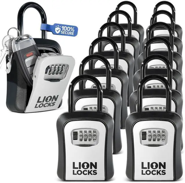 Main image of Key Lock Box for Keys with Code (12 Pack) 4 Digit Combination Lockbox for Keys Outdoor, Portable, Waterproof, Realtor Lock Box