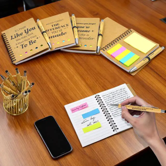 Alt view image 4 of 7 - 320 Pcs/160 Sets Employee Appreciation Gifts Bulk - Inspirational Spiral Notebooks with Motivational Pens, Thank You Gifts,Valentines Gift for Staff, Coworkers,Teacher, Team, Nurse, Office & School