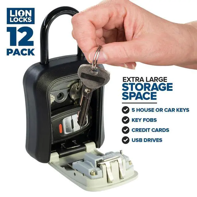 Alt view image 2 of 7 - Key Lock Box for Keys with Code (12 Pack) 4 Digit Combination Lockbox for Keys Outdoor, Portable, Waterproof, Realtor Lock Box