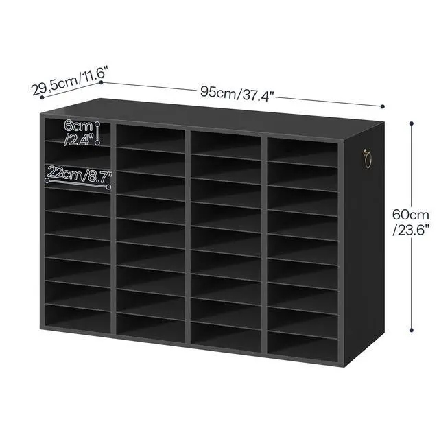 Alt view image 2 of 7 - Wooden Literature Organizer, 36-Slot Mail Sorters, Removable Classroom Mailbox, Student Mailboxes for Classroom, Paper Storage Organizer, for Home, Office, Black BK36WF01