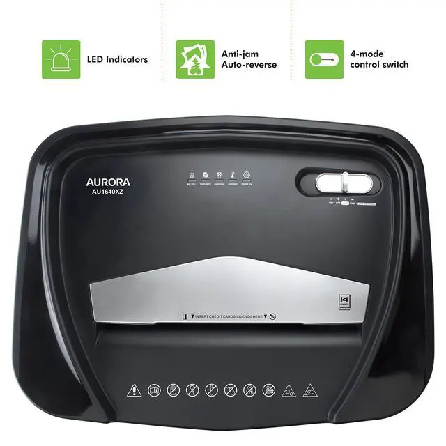 Alt view image 7 of 7 - Anti-Jam 16-Sheet Crosscut Paper/CD and Credit Card Shredder/ 5-Gallon pullout Basket 30 Minutes Continuous Run Time