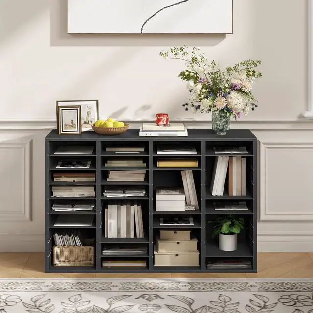 Alt view image 3 of 7 - Wooden Literature Organizer, 36-Slot Mail Sorters, Removable Classroom Mailbox, Student Mailboxes for Classroom, Paper Storage Organizer, for Home, Office, Black BK36WF01