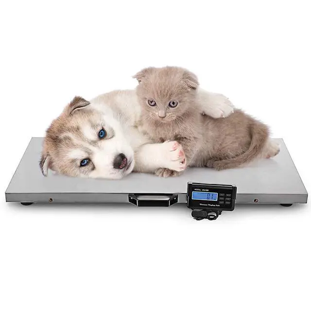 Alt view image 7 of 7 - Veterinary Scale, 1100LB Heavy Duty Digital Livestock Platform Scale with Power Adapter for Vet Animal Pet Cat Dog Cattle Goat, Stainless Steel Platter Livestock Scale