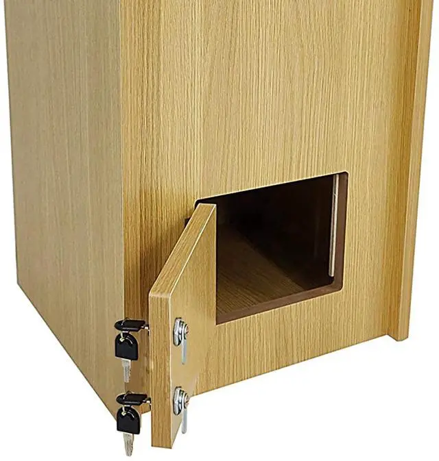 Alt view image 4 of 4 - ® Wood (MDF Veneer) Donation Box Tithing Box Fundraising Stand 40004