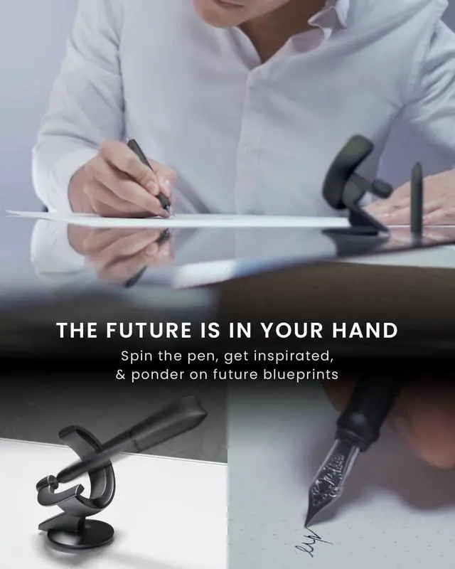 Alt view image 4 of 6 - Hoverpen Future - Luxury Fountain Pen, Schmidt Nib (Fine), Converter, Extra Refill, Futuristic Aesthetic, Aerospace Metal, Best Pen Gift Set for Men & Women (Deep Black)