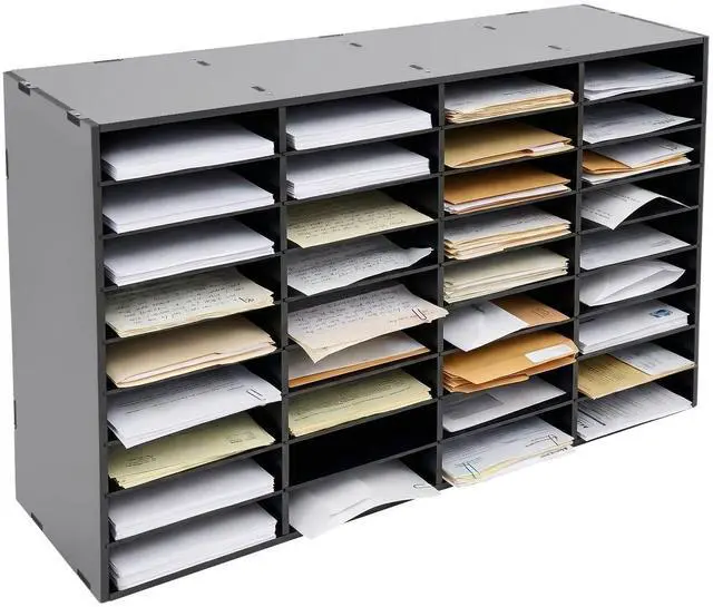 Main image of Literature Organizer 36 Slots Desk File Literature Sorter Mailbox Sorter Paper and Mail Organizer Desktop Paper Storage Holder for Home, Office and Classroom (39.4 * 11.8 * 24in, Black)