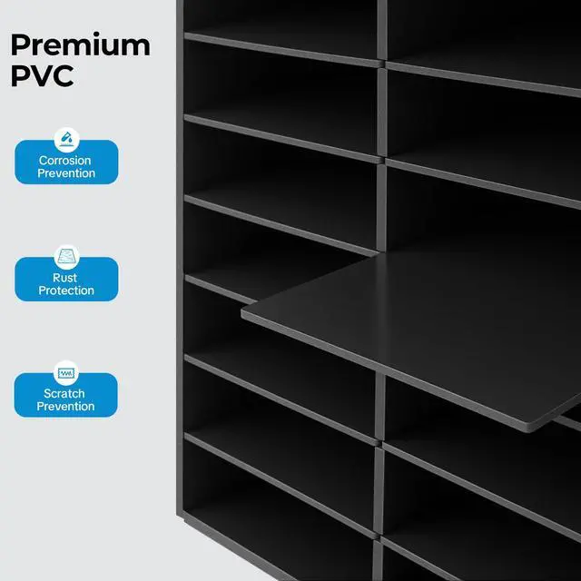 Alt view image 6 of 7 - Literature Organizer 36 Slots Desk File Literature Sorter Mailbox Sorter Paper and Mail Organizer Desktop Paper Storage Holder for Home, Office and Classroom (39.4 * 11.8 * 24in, Black)