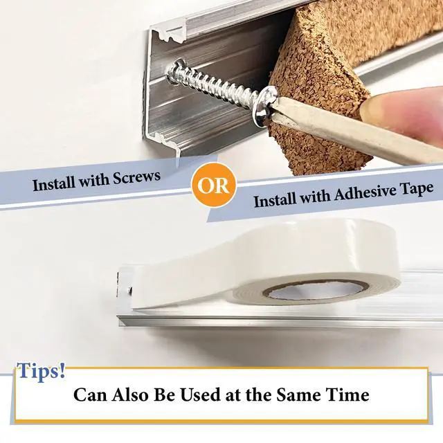 Alt view image 4 of 7 - 5 PCS 45.6 * 1.18 Inch Cork Board Strips for Walls Aluminum Trim Tack Bulletin Board Strips Cork Strips Bulletin Bar Strips with Accessories for Classroom Office Home Decor