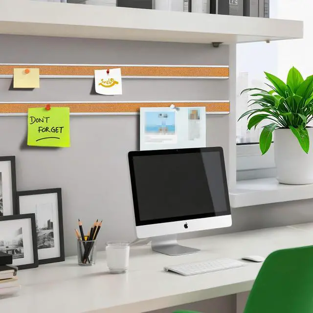 Alt view image 5 of 7 - 5 PCS 45.6 * 1.18 Inch Cork Board Strips for Walls Aluminum Trim Tack Bulletin Board Strips Cork Strips Bulletin Bar Strips with Accessories for Classroom Office Home Decor